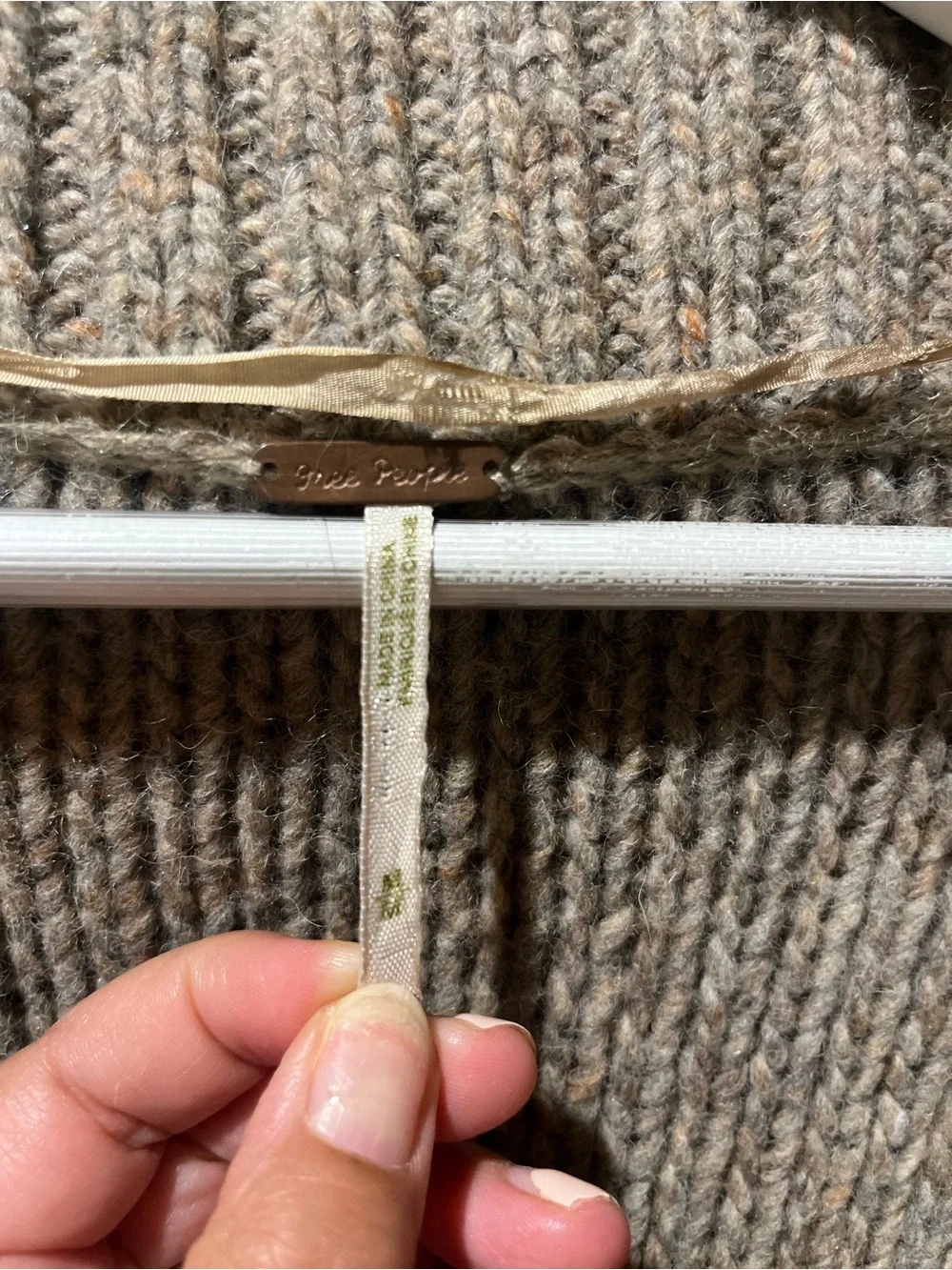 Free People Neutral Shawl-Collar Button Cardigan